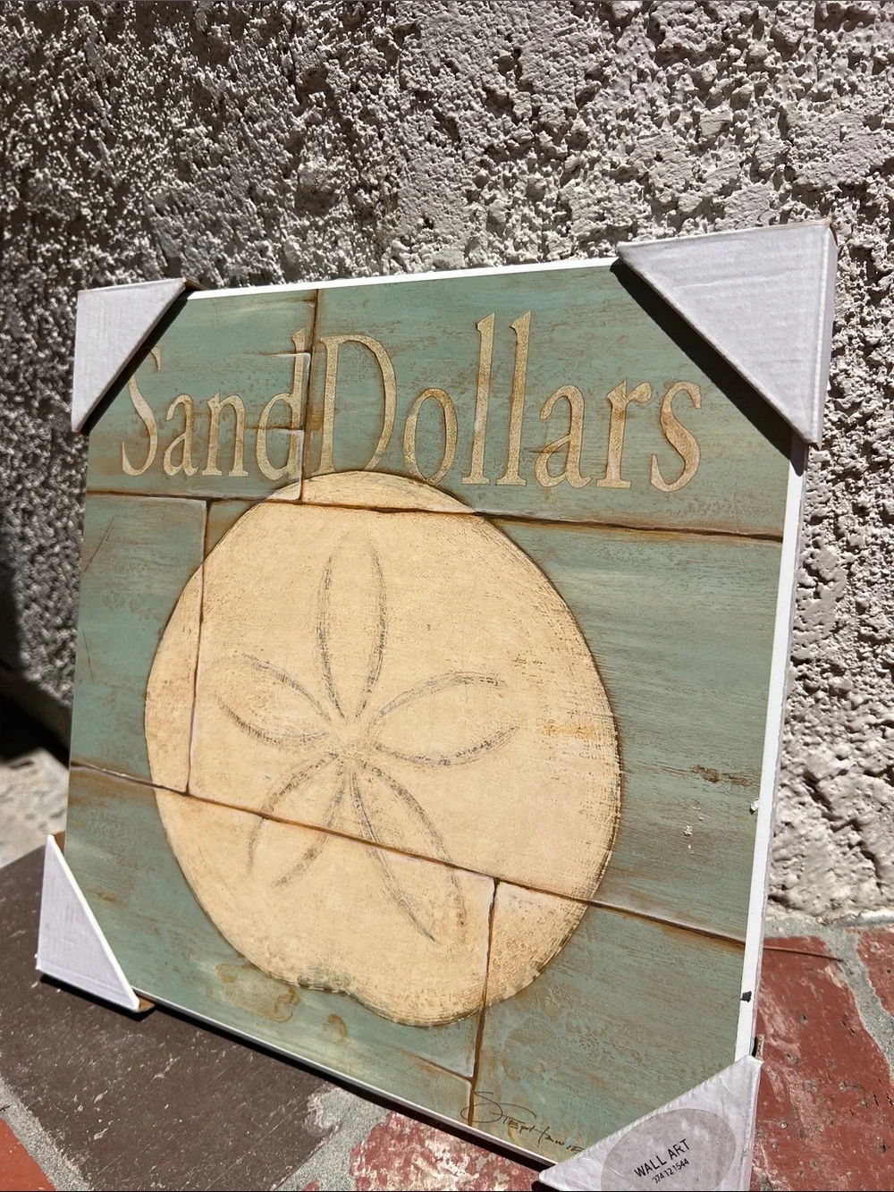 NWT Coastal Wall Art - Beach Sign in Teal and Cream
